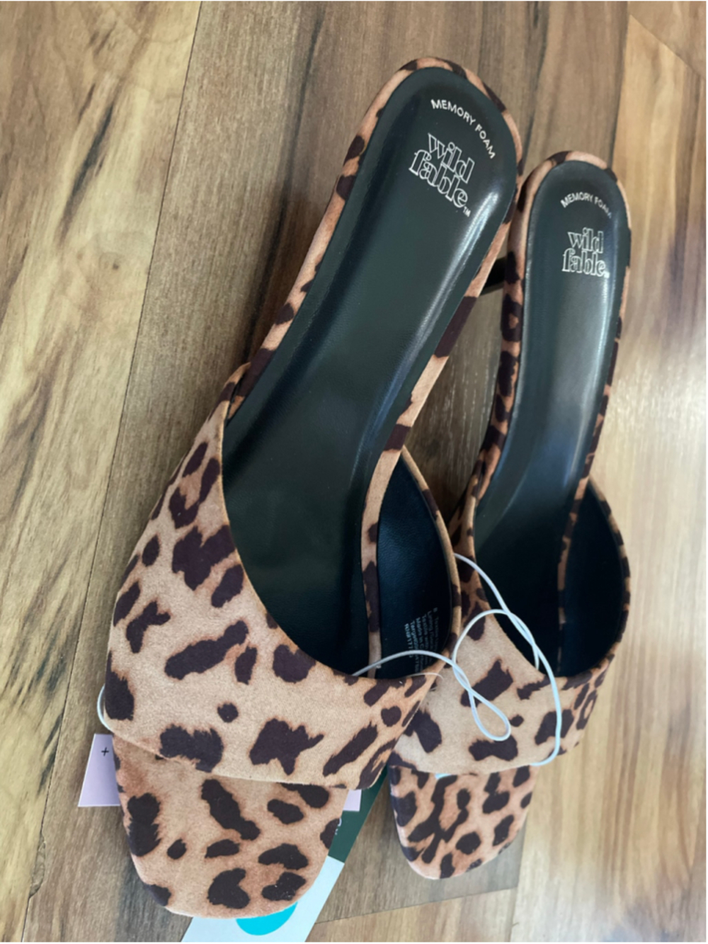 Women's Wild Fable Leopard Print Kitten Heel Sandals Size 8 Brown Black - Picture 6 of 12